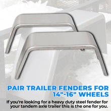 Load image into Gallery viewer, HECASA Pair Trailer Boat Fenders 32&quot;L x 9&quot;W x 13&quot;H for 14&quot; 15&quot; 16&quot; Wheels Square Steel