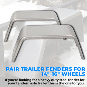 HECASA Pair Trailer Boat Fenders 32"L x 9"W x 13"H for 14" 15" 16" Wheels Square Steel