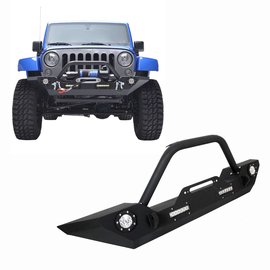 YIKATOO® Front Bumper for 2007-2018 Jeep Wrangler JK,with LED Lights -  junior