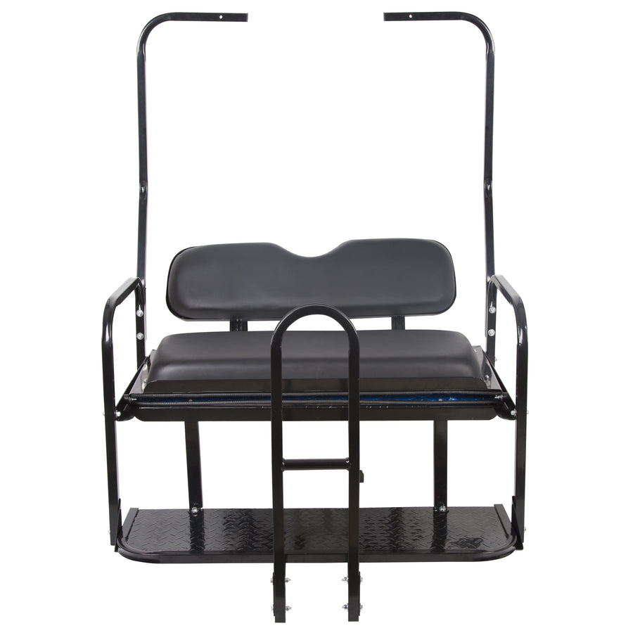 HECASA Rear Golf Cart Seat for 1982-2000.5 Club Car DS Flip Folding Rear Back Seat Kit W/ Grab Bar & Roof Support