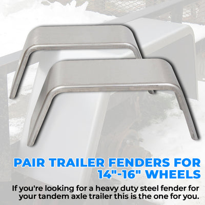 HECASA Pair Trailer Boat Fenders 32"L x 9"W x 13"H for 14" 15" 16" Wheels Square Steel