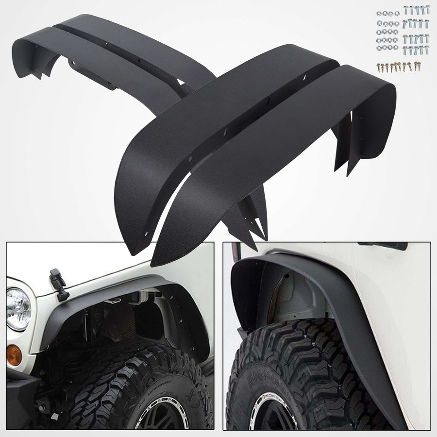 2007-2018 Jeep Wrangler JK 4PCS Textured Steel Flat Fender Flares