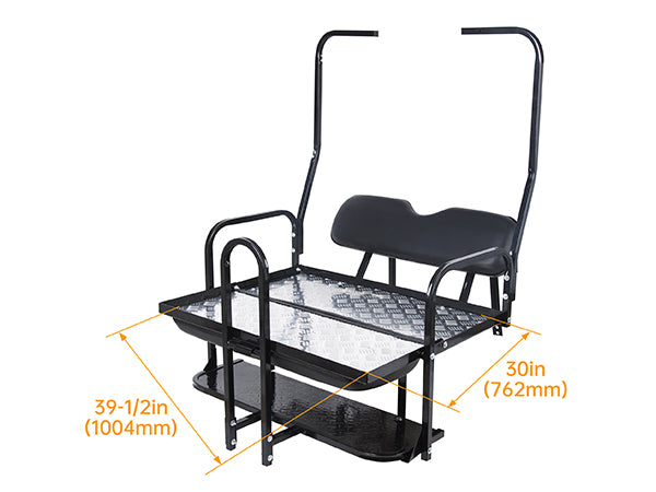 HECASA Rear Golf Cart Seat for 1982-2000.5 Club Car DS Flip Folding Rear Back Seat Kit W/ Grab Bar & Roof Support