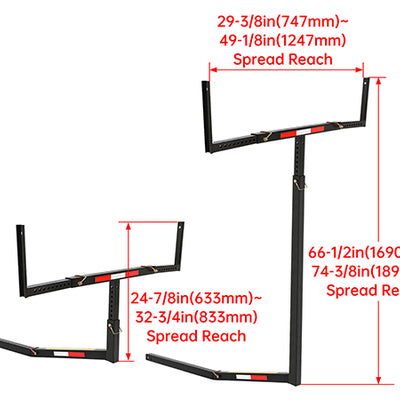 HECASA 2" Foldable Rack 2 in 1 Pick up Truck Bed Hitch Adjustable Extender Rack Ladder Canoe Kayak Lumber Carrier 750lbs