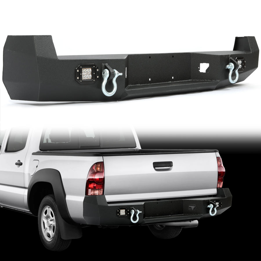 YIKATOO® Rear Bumper for 2005-2015 Toyota Tacoma w/LED Light+D Ring - junior