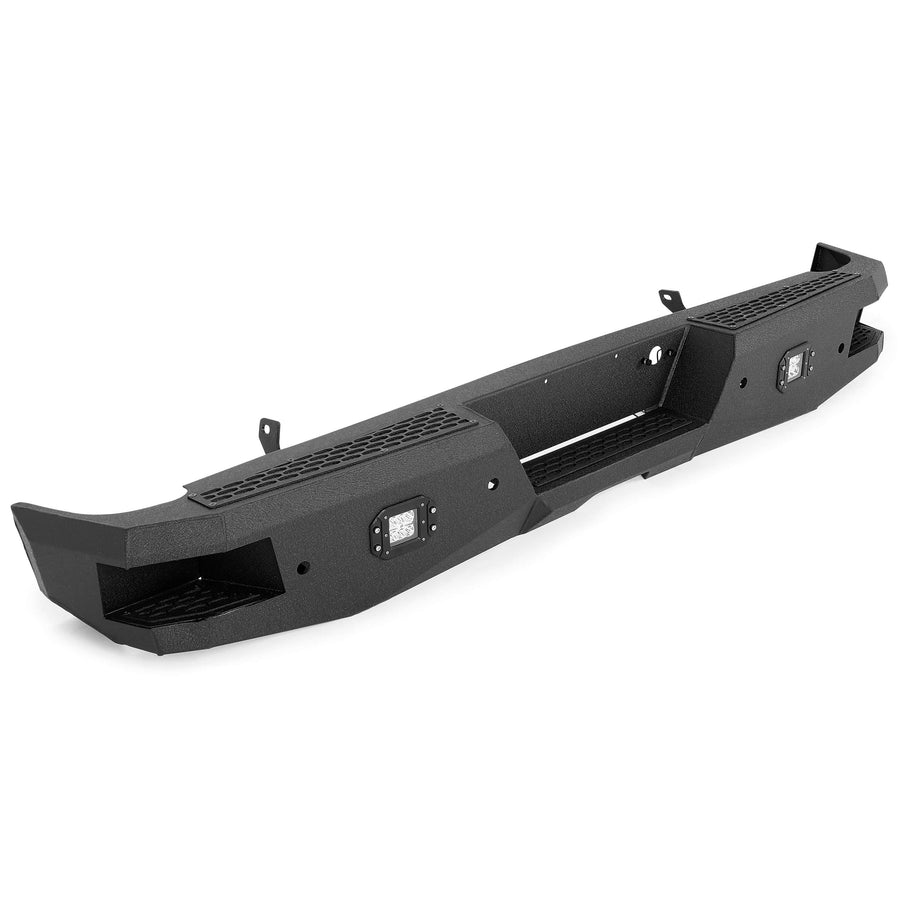YIKATOO® Heavy-Duty Rear Bumper Black For Chevy Silverado and GMC Sierra 1500 2007-2018 -junior