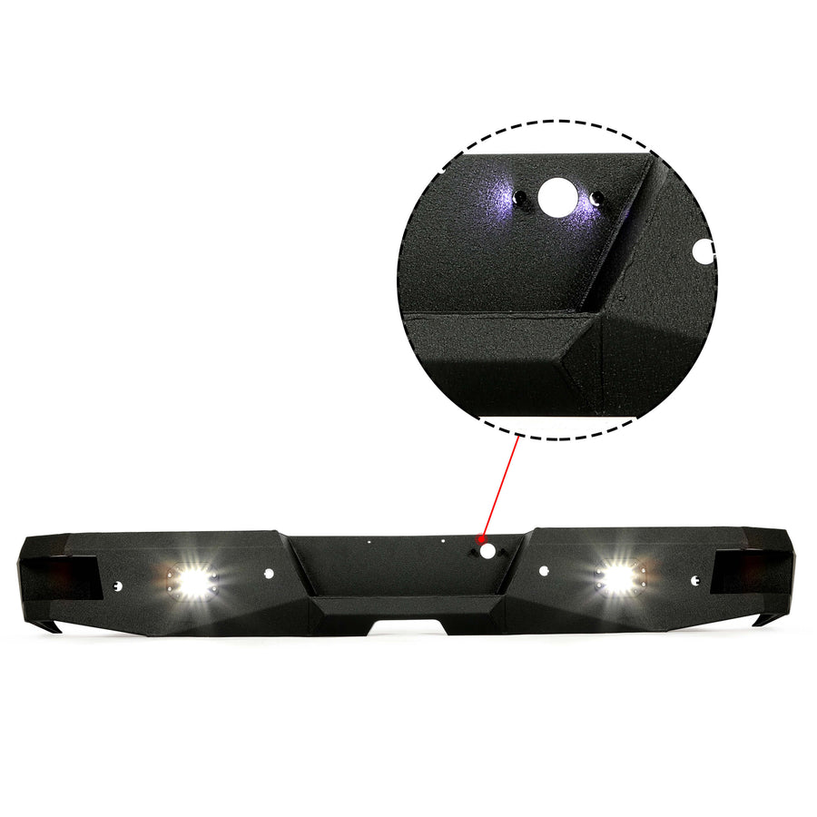 YIKATOO® Heavy-Duty Rear Bumper Black For Chevy Silverado and GMC Sierra 1500 2007-2018 -junior