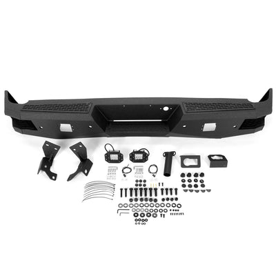 YIKATOO® Heavy-Duty Rear Bumper Black For Chevy Silverado and GMC Sierra 1500 2007-2018 -junior