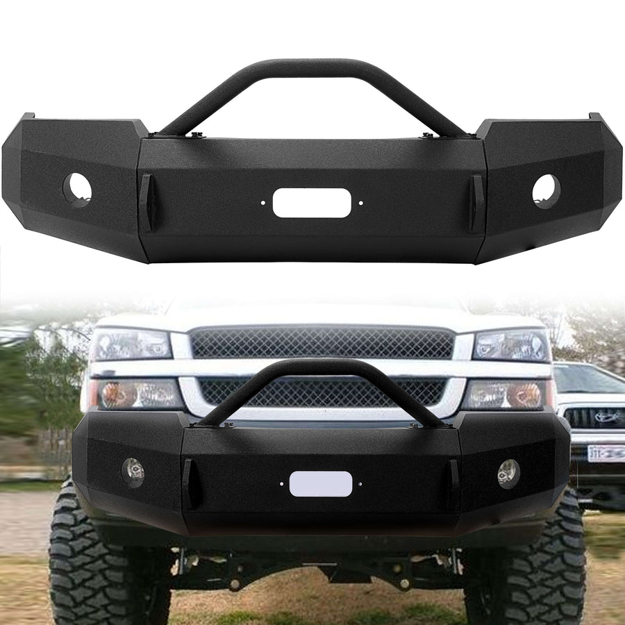 YIKATOO® Iron Cross HD Front Bumper for 2003-2006 Chevrolet Silverado 1500,With Push Bar -  junior