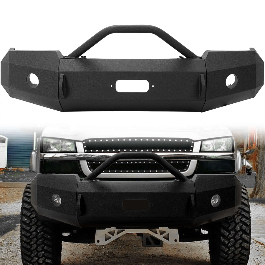YIKATOO® Iron Cross HD Front Bumper for 2003-2006 Chevrolet Silverado 1500,With Push Bar -  junior