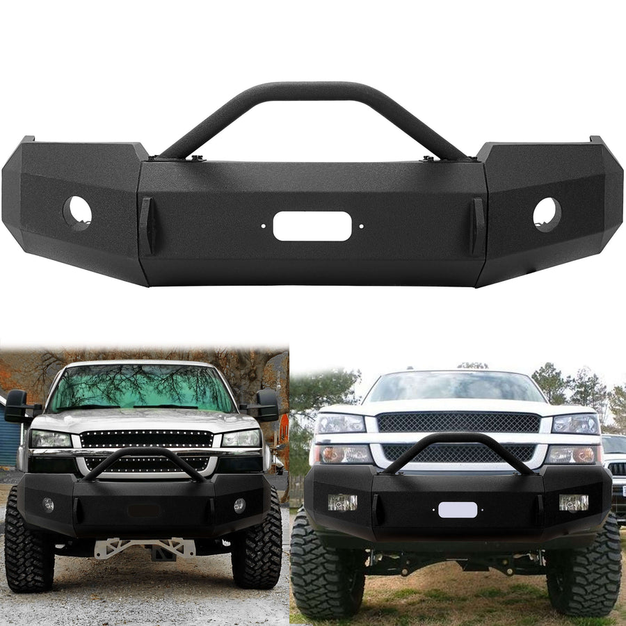 YIKATOO® Iron Cross HD Front Bumper for 2003-2006 Chevrolet Silverado 1500,With Push Bar -  junior