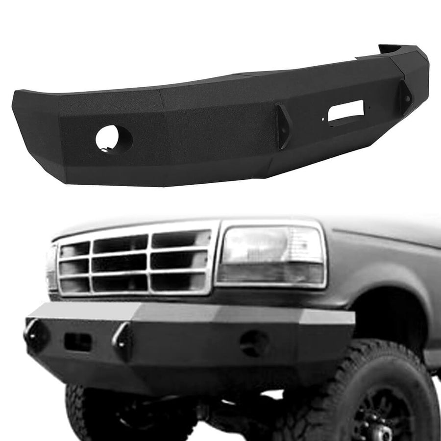 YIKATOO® Modular Black Front Bumper for 1992-1996 Ford F-150 F-250 F-350,3-Piece Steel Base -  junior