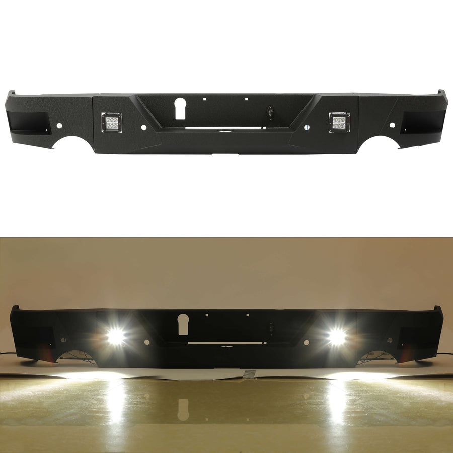 YIKATOO® Truck Black Steel Rear Bumper for 2009-2018 Dodge Ram 1500,Face Bar Guard Step - junior