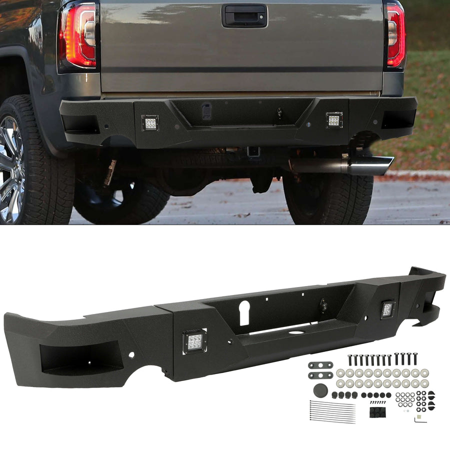 YIKATOO® Truck Black Steel Rear Bumper for 2009-2018 Dodge Ram 1500,Face Bar Guard Step - junior