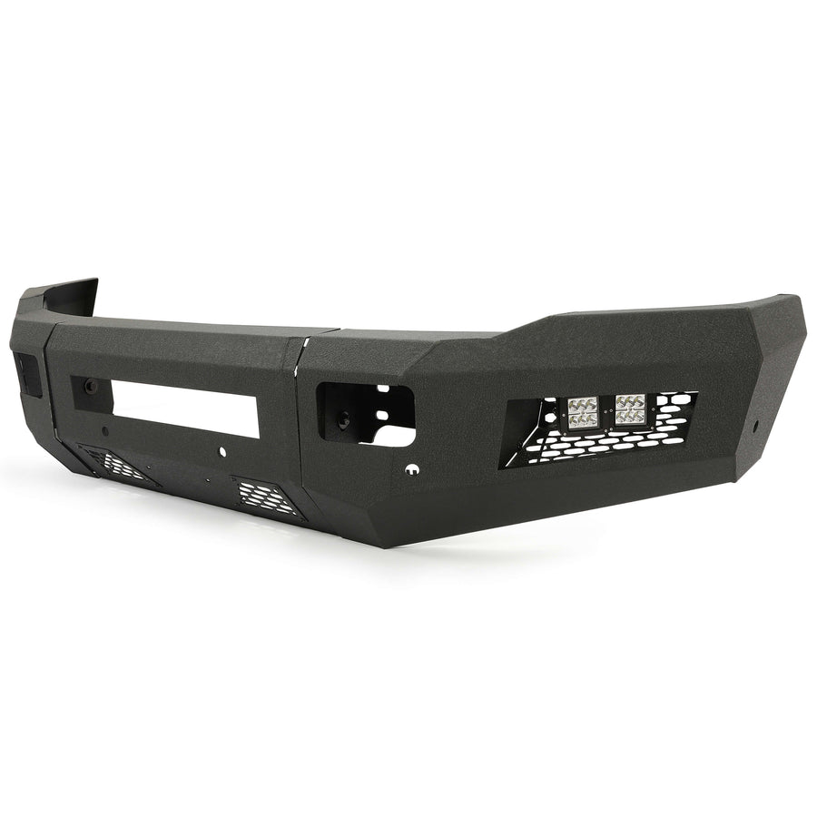 YIKATOO® Front Bumper Off-road 3-Piece Modular Compatible with 2010-2018 Dodge Ram 2500 3500 with 4 LED Lights Powder Coated Steel Textured Black -junior