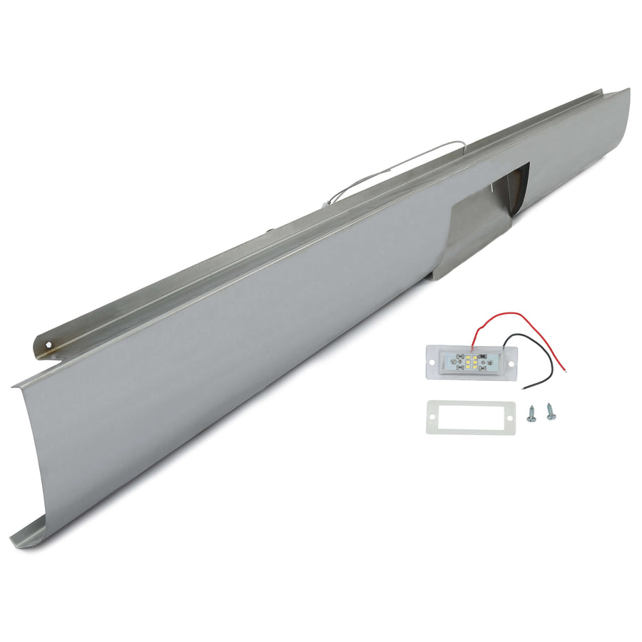 YIKATOO® Steel Roll Pan Rollpan Bumper Compatible with 1967-1972 Ford F100 Fleetside w/License Plate Hole&Light -junior