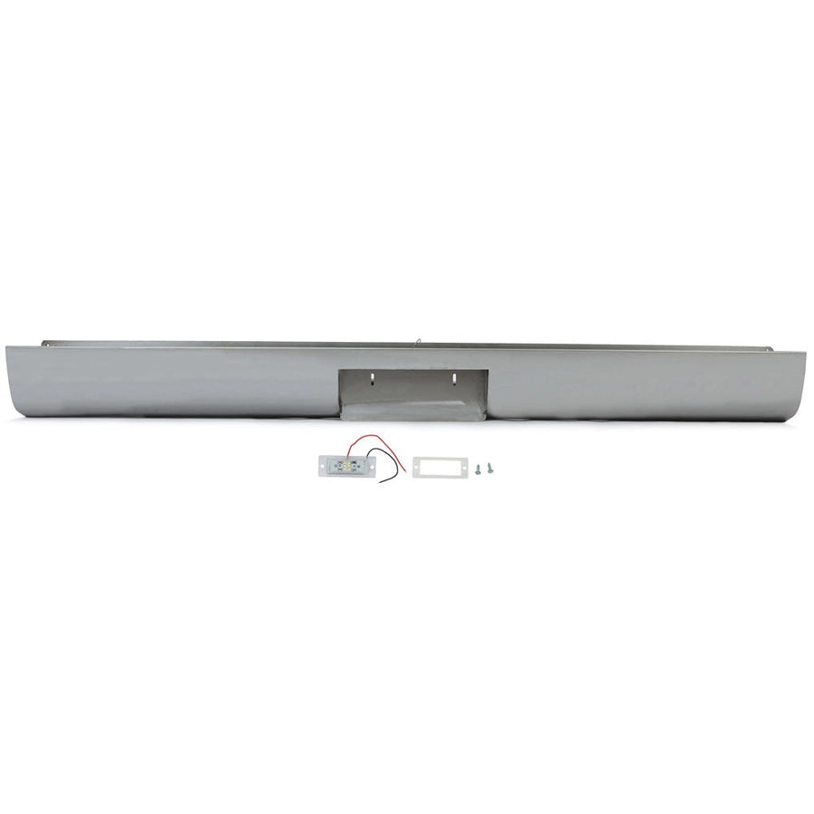 YIKATOO® Steel Roll Pan Rollpan Bumper Compatible with 1967-1972 Ford F100 Fleetside w/License Plate Hole&Light -junior