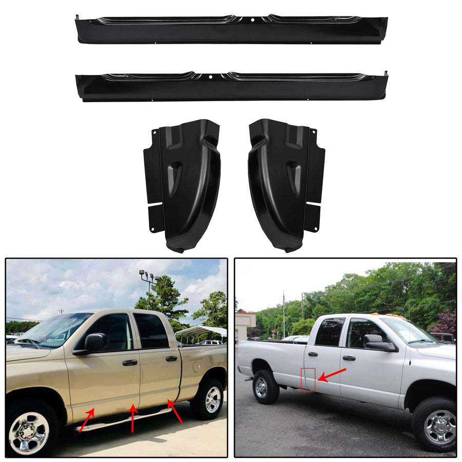 YIKATOO® 4Pcs Quad Cab Rocker Panel & Cab Corner Set OE Style FOR 2002-2009 Dodge Ram -junior