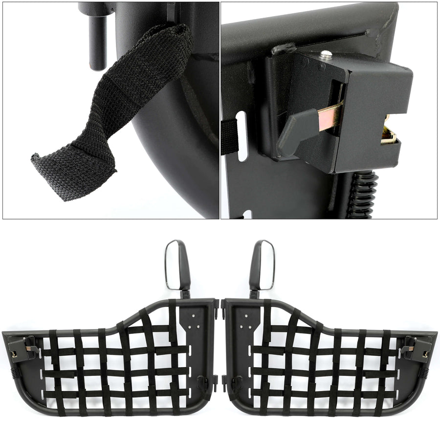 YIKATOO® PAIR(2 Doors) Steel Tubular Trail Door with Side Mirror Fits for Jeep Wrangler CJ7/YJ 1976-1995 -junior