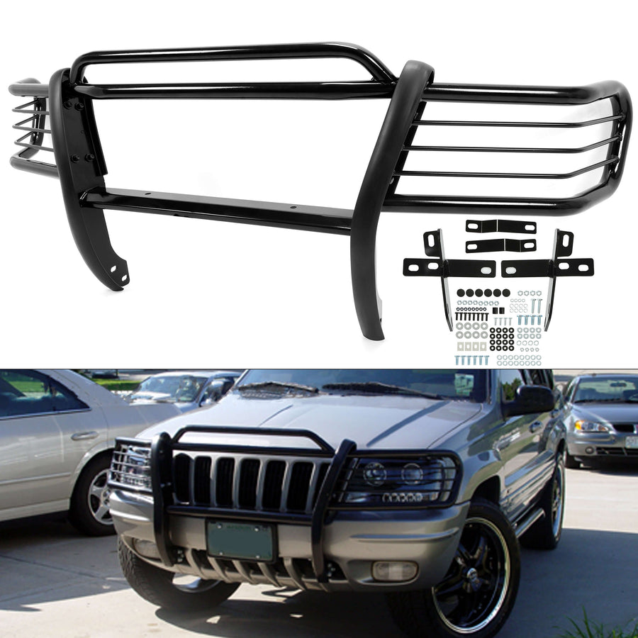 YIKATOO® Grille Guard Front Bumper Brush Guard Compatible with 1999-2004 Grand Cherokee Powder Coated Black Steel -junior