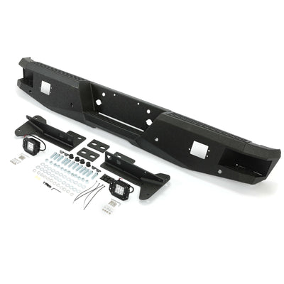 YIKATOO® Off-road Rear Bumper Compatible with 1999-2016 Ford Super Duty F250 F350 with 2 LED Lights Powder coated Steel -junior