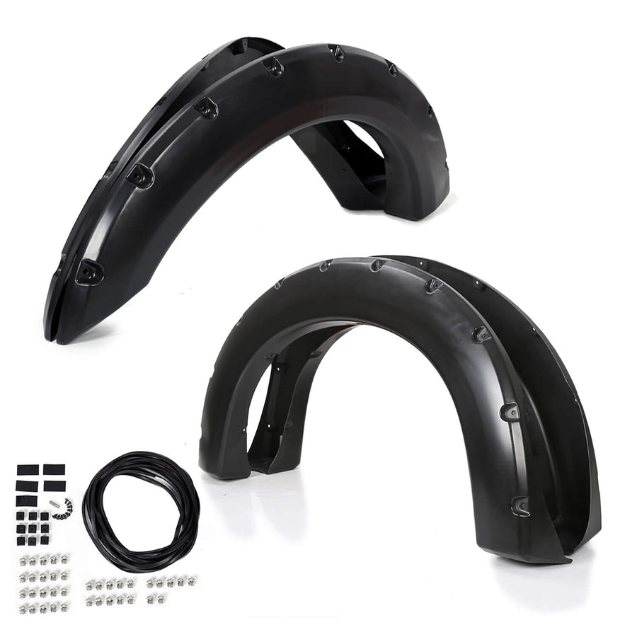 YIKATOO® Ford 1999-2007 F250 F350 Super Duty 4PC Pocket Rivet Style Fender Flares Black -junior
