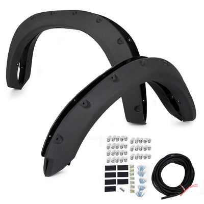 YIKATOO® Black Fender Flares Cover Wheel Cover Protector Compatible with 2009-2018 Ram 1500 Pocket Rivet Style Bolt On 4Pc -junior