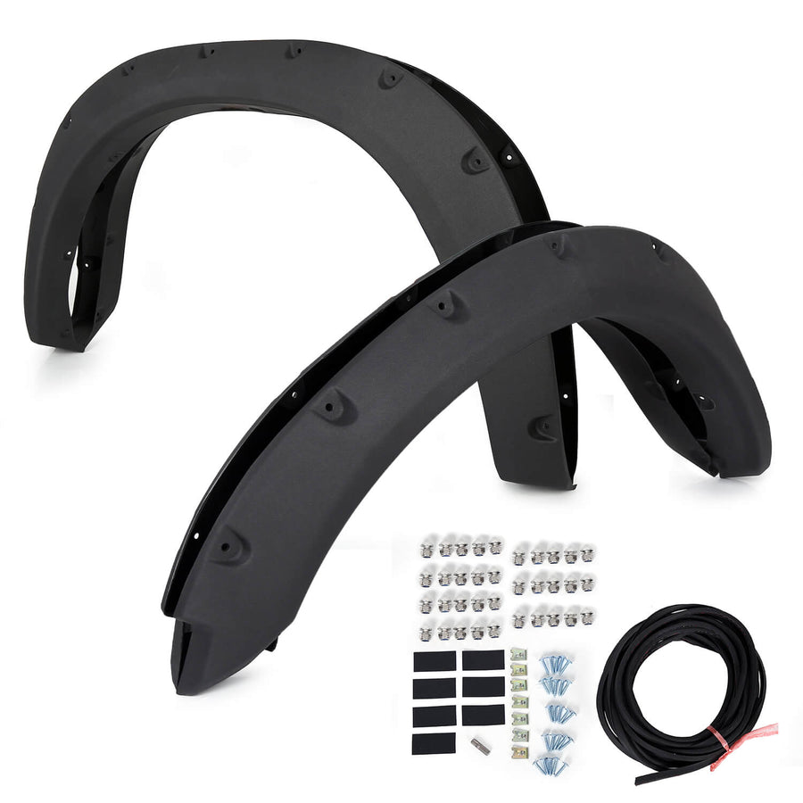 YIKATOO® Black Fender Flares Cover Wheel Cover Protector Compatible with 2009-2018 Ram 1500 Pocket Rivet Style Bolt On 4Pc -junior