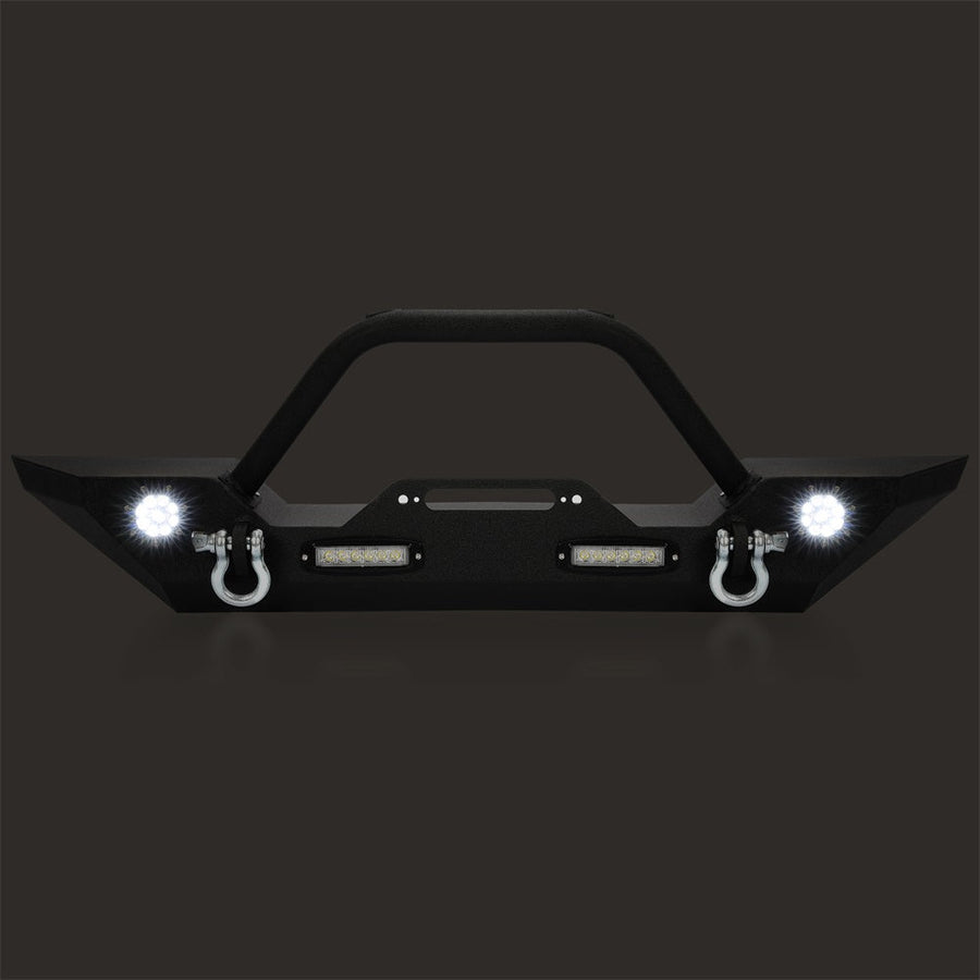 YIKATOO® Front Bumper for 2007-2018 Jeep Wrangler JK,with LED Lights -  junior