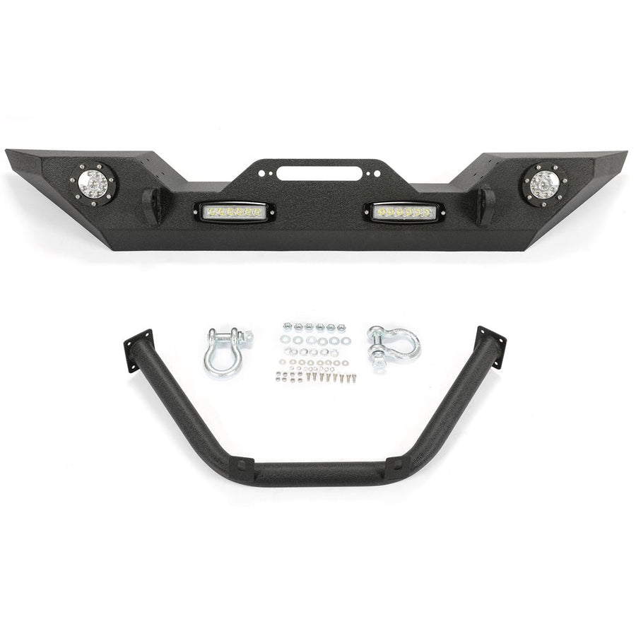 YIKATOO® Front Bumper for 2007-2018 Jeep Wrangler JK,with LED Lights -  junior
