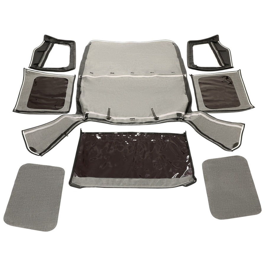 YIKATOO® Convertible Soft Top Roof Compatible with 1988-1995 Jeep Wrangler YJ with Factory Squared Style Upper Doors ONLY - w/Upper Door Skins and Back Window Black Canvas 2 door -junior