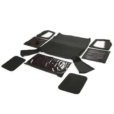 YIKATOO® Convertible Soft Top Roof Compatible with 1988-1995 Jeep Wrangler YJ with Factory Squared Style Upper Doors ONLY - w/Upper Door Skins and Back Window Black Canvas 2 door -junior