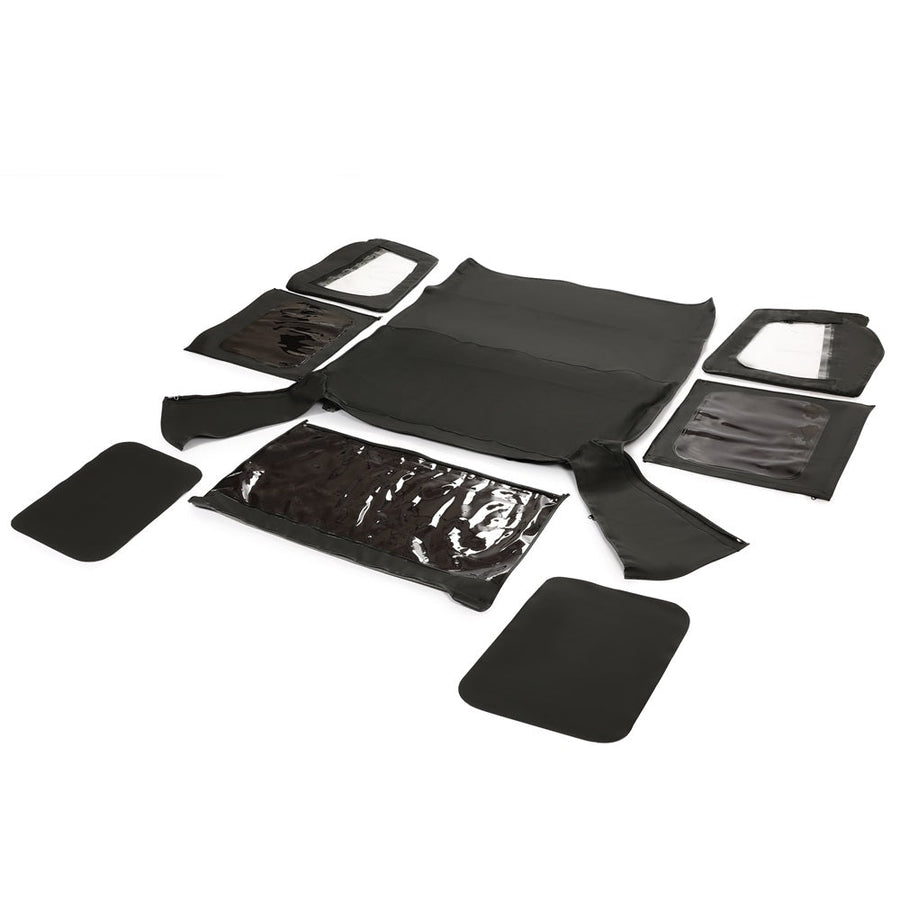 YIKATOO® Convertible Soft Top Roof Compatible with 1988-1995 Jeep Wrangler YJ with Factory Squared Style Upper Doors ONLY - w/Upper Door Skins and Back Window Black Canvas 2 door -junior