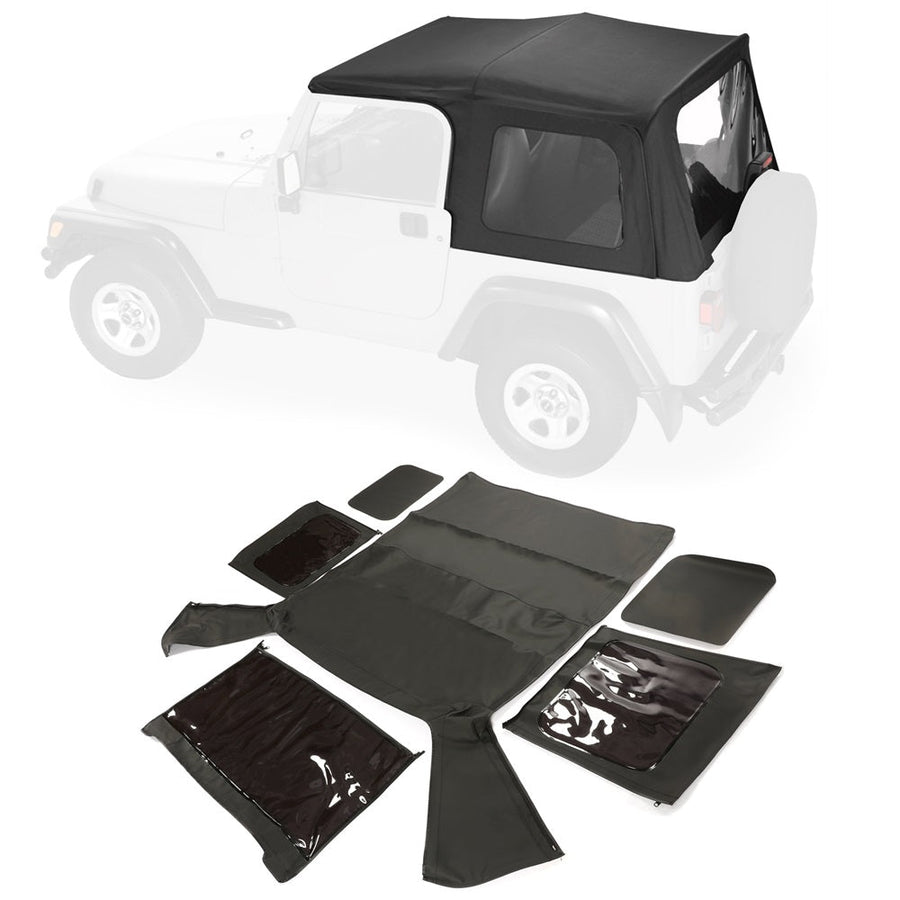 YIKATOO® Convertible Soft Top Roof Compatible with 1988-1995 Jeep Wrangler YJ Upper Door Skins 2DR w/o Clear Window -junior