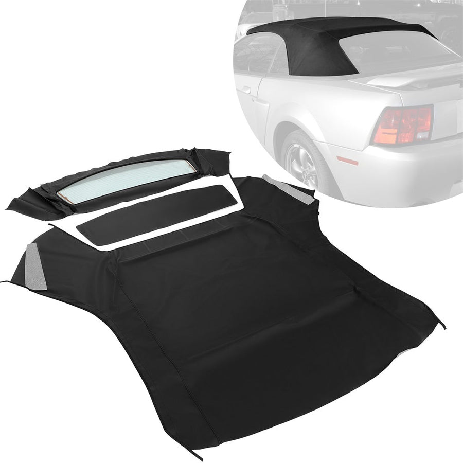 YIKATOO® Convertible Soft Top Black Canvas Roof with Heated Glass Window Compatible with 1994-2004 Ford Mustang -junior