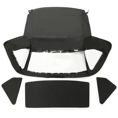 YIKATOO® Convertible Top Compatible with Mercedes-Benz (R107) 1972-1980 450SL, 1981-1985 380SL, 1986-1989 560SL Black Canvas Soft Roof W/Clear Plastic Window -junior