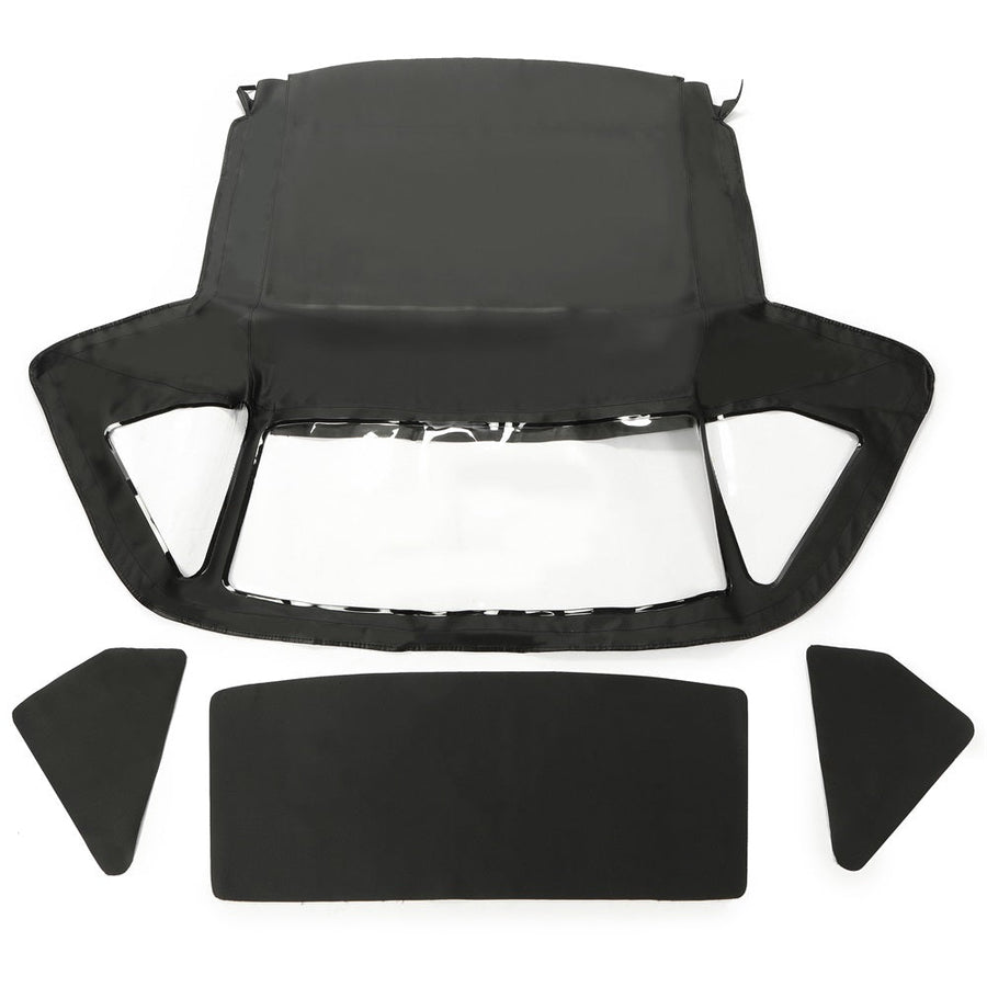 YIKATOO® Convertible Top Compatible with Mercedes-Benz (R107) 1972-1980 450SL, 1981-1985 380SL, 1986-1989 560SL Black Canvas Soft Roof W/Clear Plastic Window -junior