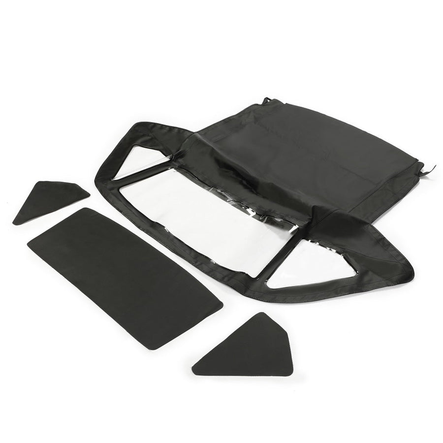 YIKATOO® Convertible Top Compatible with Mercedes-Benz (R107) 1972-1980 450SL, 1981-1985 380SL, 1986-1989 560SL Black Canvas Soft Roof W/Clear Plastic Window -junior