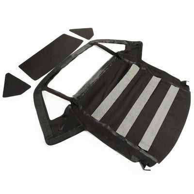 YIKATOO® Convertible Top Compatible with Mercedes-Benz (R107) 1972-1980 450SL, 1981-1985 380SL, 1986-1989 560SL Black Canvas Soft Roof W/Clear Plastic Window -junior