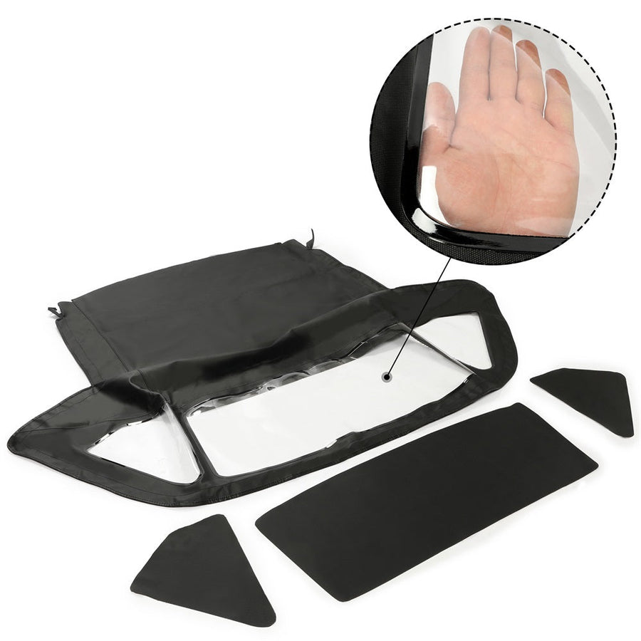YIKATOO® Convertible Top Compatible with Mercedes-Benz (R107) 1972-1980 450SL, 1981-1985 380SL, 1986-1989 560SL Black Canvas Soft Roof W/Clear Plastic Window -junior