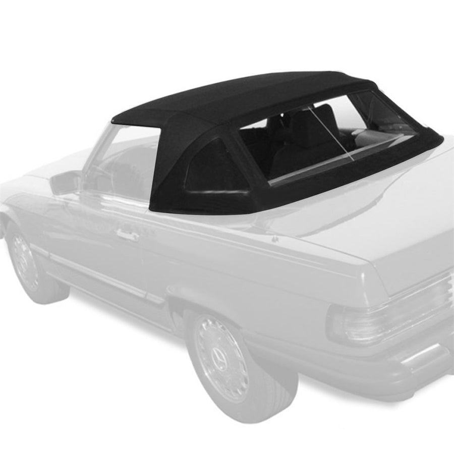 YIKATOO® Convertible Top Compatible with Mercedes-Benz (R107) 1972-1980 450SL, 1981-1985 380SL, 1986-1989 560SL Black Canvas Soft Roof W/Clear Plastic Window -junior
