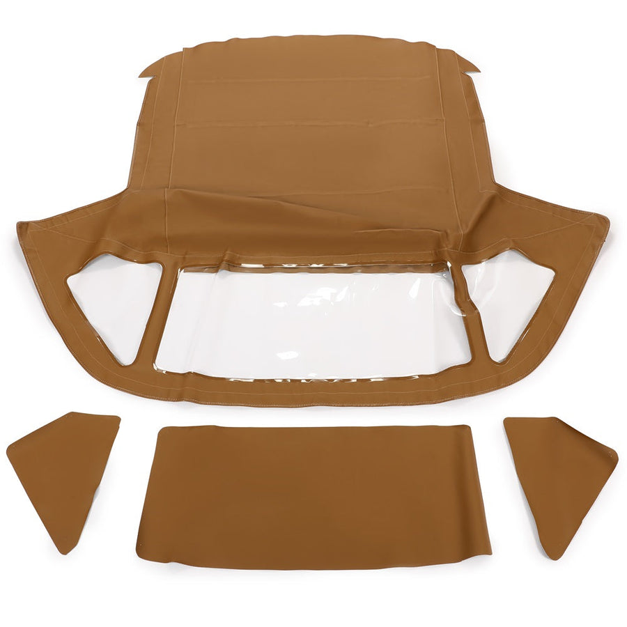 YIKATOO® Convertible Canvas Soft Top Roof W/Plastic Window Compatible with Mercedes-Benz (R107) 1972-1980 450SL, 1981-1985 380SL, 1986-1989 560SL 2Door (Brown & Clear) -junior