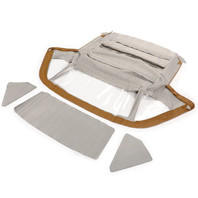 YIKATOO® Convertible Canvas Soft Top Roof W/Plastic Window Compatible with Mercedes-Benz (R107) 1972-1980 450SL, 1981-1985 380SL, 1986-1989 560SL 2Door (Brown & Clear) -junior