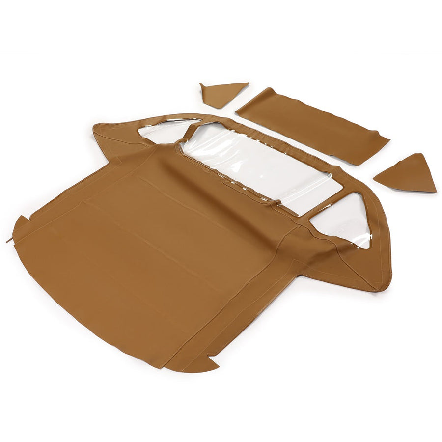 YIKATOO® Convertible Canvas Soft Top Roof W/Plastic Window Compatible with Mercedes-Benz (R107) 1972-1980 450SL, 1981-1985 380SL, 1986-1989 560SL 2Door (Brown & Clear) -junior