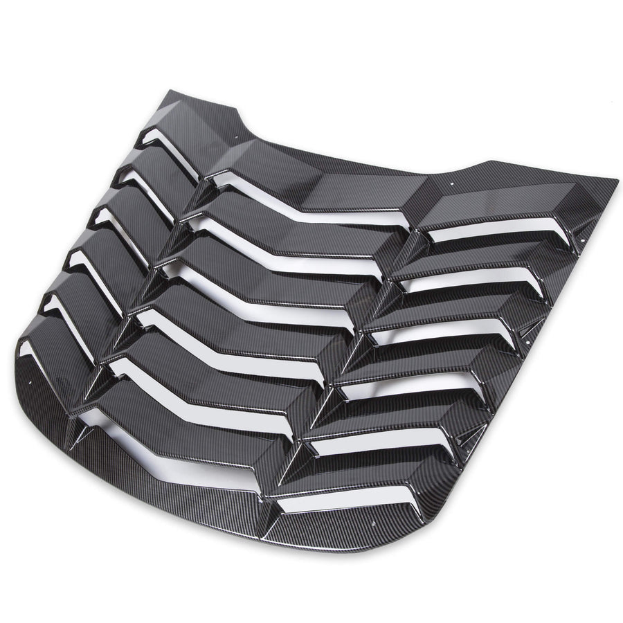 YIKATOO® Rear Window Scoop Louvers Windshield Rear Sun Shade Cover GT Lambo Style Compatible with 2015-2020 Mustang - Carbon Fiber Painted -junior