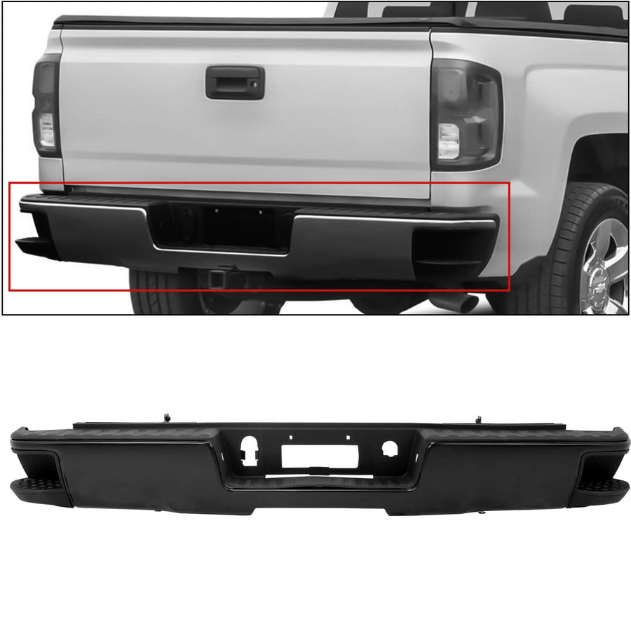 YIKATOO® Rear Step Bumper for 2014 - 2018 Chevy Silverado & GMC Sierra 1500,Assembly Black - junior