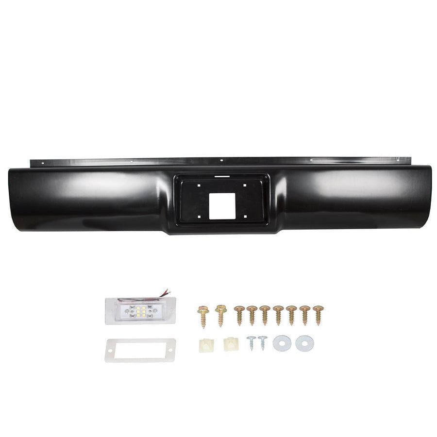 YIKATOO® Rear Steel Roll Pan bumper License Plate W/Lights W/screws W/ Plate Box Compatible With 1988-1998 Chevrolet Silverado / GMC Sierra C/K Series -junior