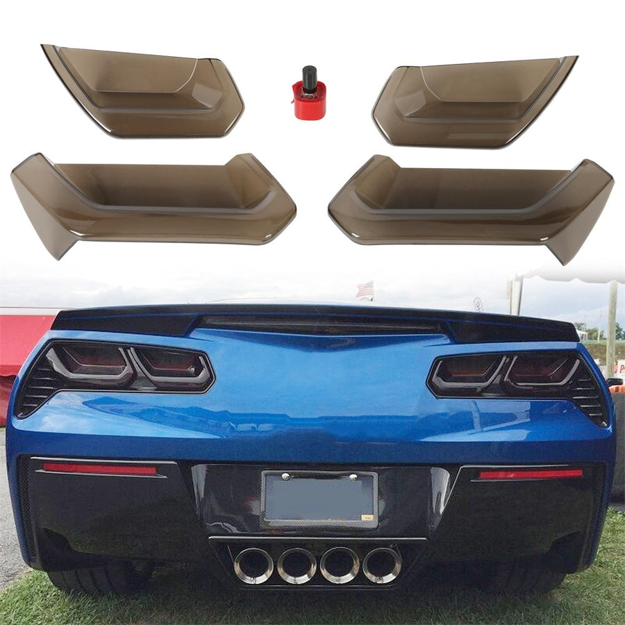 YIKATOO® Rear Tail Light Lens Kit Taillight Compatible with 2014-2019 Corvette C7 Molded Acrylic Smoked Blackout Light Lens Kit -junior