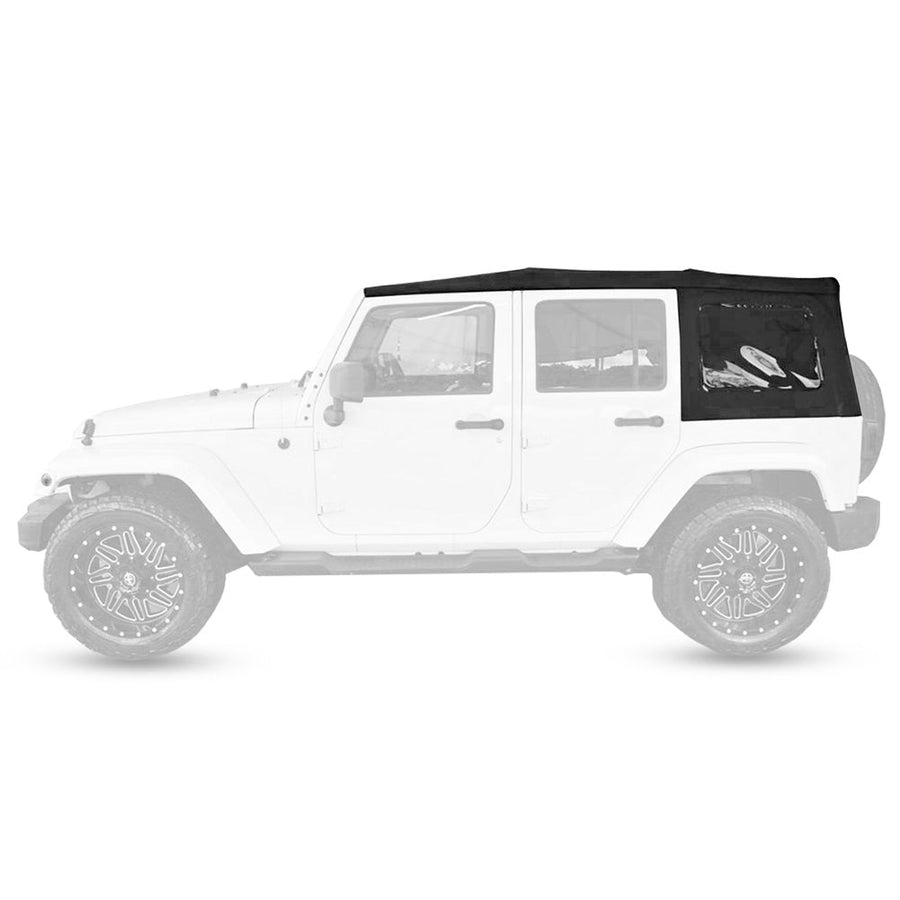 YIKATOO® Black Canvas Soft Top with Tinted Window Compatible with 2010-2018 JK Wrangler Unlimited JKU Rubicon Unlimited 4-door -junior