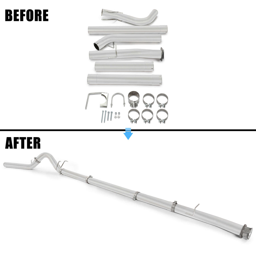 YIKATOO® 4 Inches AL Exhaust w/o Muffler For 2008-2010 Ford Powerstroke 6.4L-junior